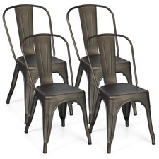 COSTWAY 45cm High Back Bar Stools Set of 4 Metal Counter Height Barstool