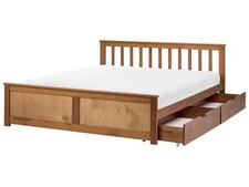 Image of Bed with 2 Drawers Pine Wood OLENDON 140 x 200 cm (EU Double) Brown