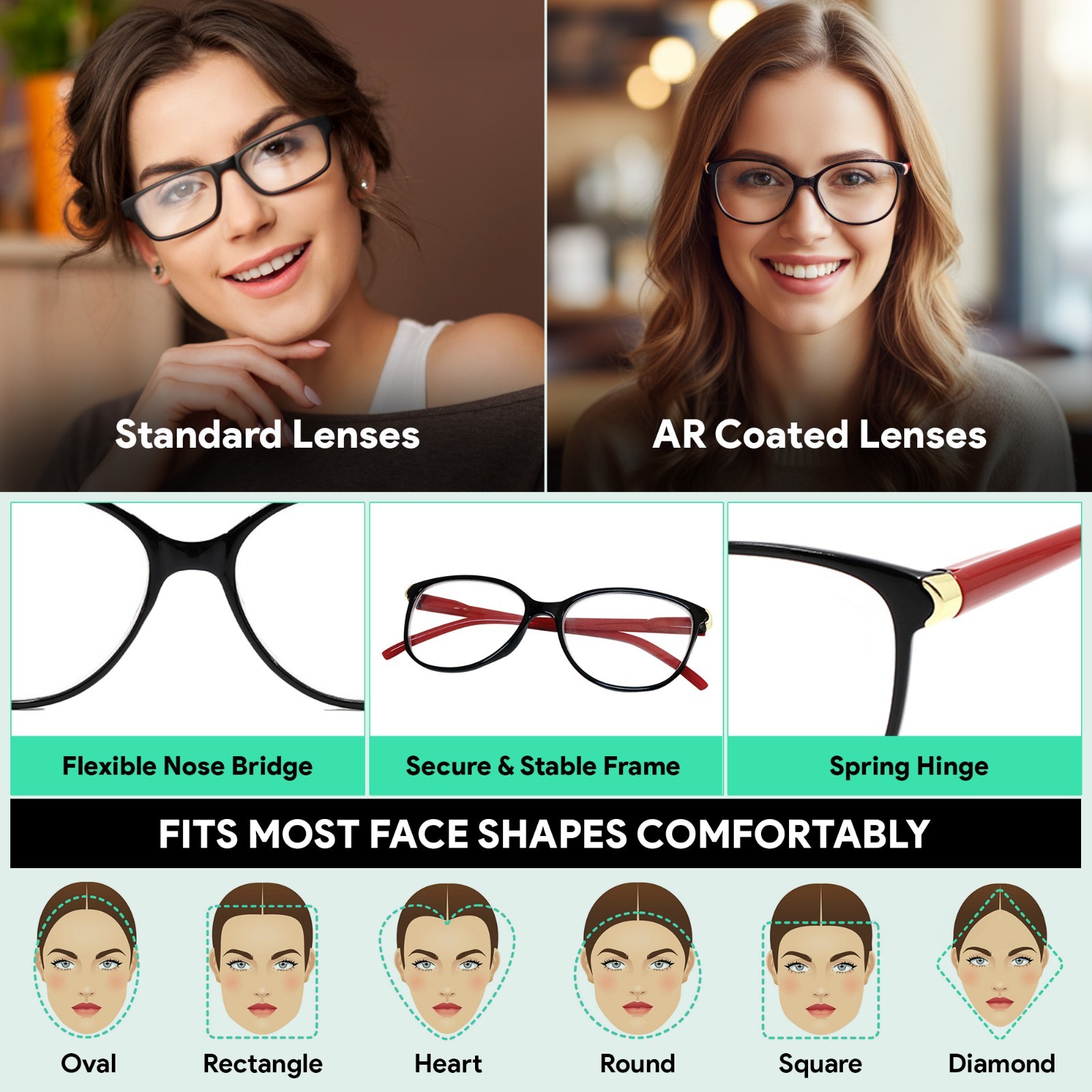 OPTIPAK déCORUM Readers Blue Light Blocking Computer Glasses for Men & Women