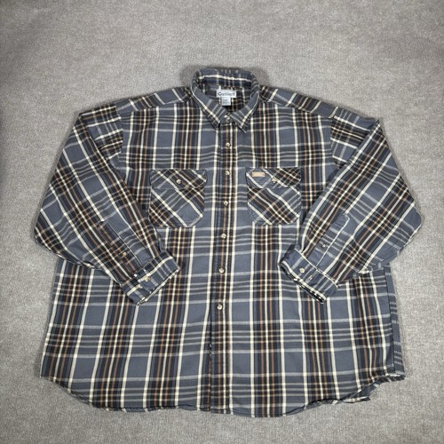 Camicia vintage Carhartt flanella uomo 3XL grigio marrone a quadri cotone pesante lavoro - Foto 2 di 10