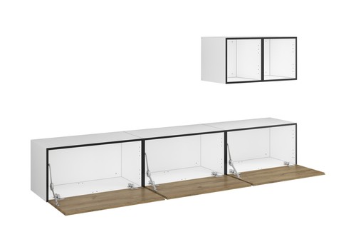 Wohnwand Lowboard Set Modul+ mit 2x Wandregalen + 3x Hängeelemente mit Klappe - Bild 17 von 20