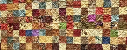 Runner da tavolo trapuntato patchwork vintage autunno foglie fatto a mano 39” x 16” - Foto 3 di 12