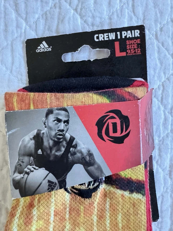 2 pares de calcetines Adidas Derrick Rose Chicago Bulls talla grande negros rojos nuevos con etiquetas Foto 4 de 4