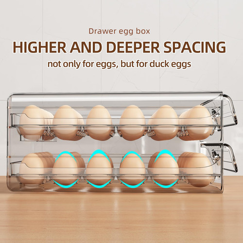 60 Egg Container for Refrigerator Holder for Fridge Stackable Storage Fresh Box - Picture 5 of 6