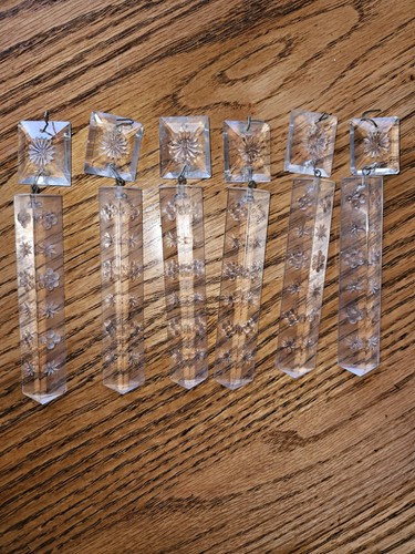 Vtg Clear Glass Crystal "COFFIN" Colonial Replacement Parts Etched w/Flowers E