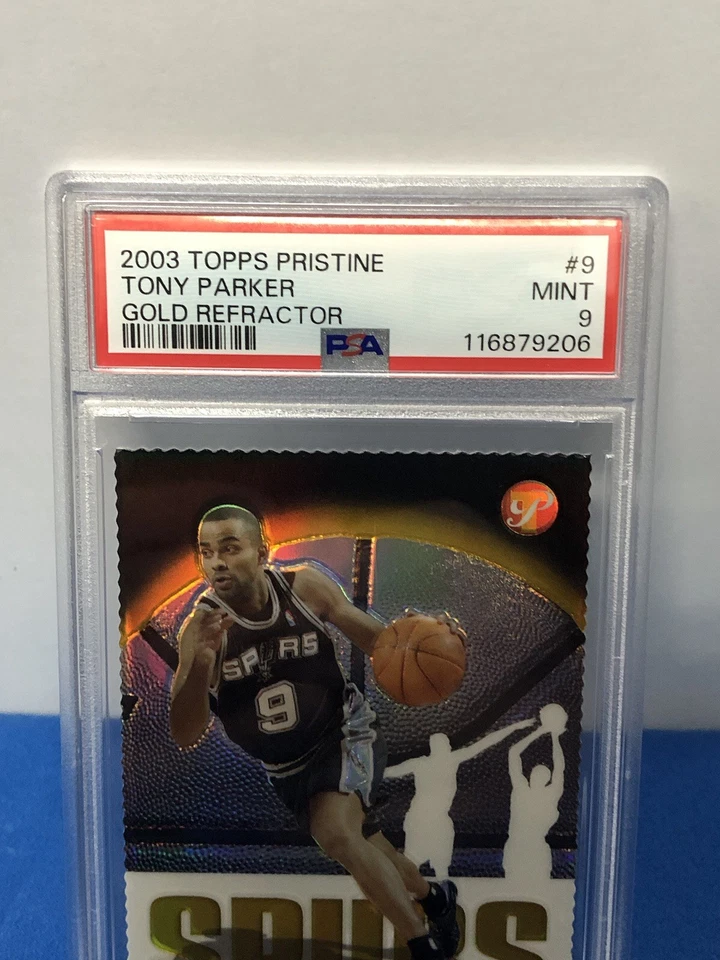 2003-04 Topps Pristine Gold Refractor #9 Tony Parker 5/99 PSA 9 Pop 4 No Higher - Image 2 of 4
