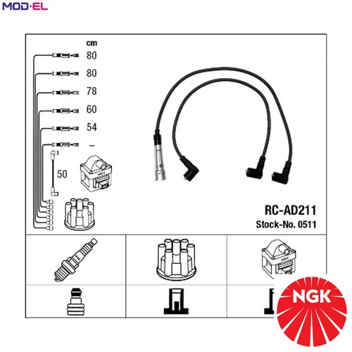 IGNITION CABLE KIT 0511 FOR AUDI 100/5000 200 A6/S6 90 COUPE 1B/2B/PX/KX 2.2L - Picture 1 of 11