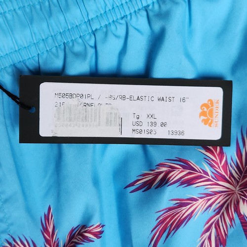Sundek Swim Trunks Men XXL Blue Palm Tree Board Shorts NWT $139 Tropical Surf - Picture 4 of 11