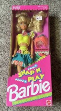 Vintage New in Box 1991 Barbie Snap 'N Play Doll Mattel NRFB #3550 Blonde Hair