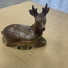 Michel Caugant Majolica Lid Pate Terrine Dish Fawn Deer Vintage c1940 MINT COND.