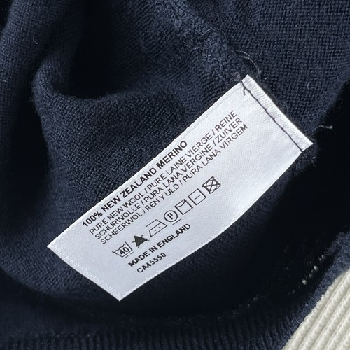 Paul Stuart Large dark navy blue lightweight 100% merino wool mock neck sweater - Picture 6 of 7