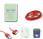 4 USB PORT WALL ADAPTER+3FT CABLE POWER CHARGER DATA RED FOR IPHONE IPOD IPAD