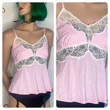 Vintage 90s Y2K Pastel Pink Lace Fairy Babydoll Cami Balletcore - M
