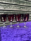 Vintage Luminarc Cristal D'Arques Gothic Arch 4 Ruby Red Wine Glasses