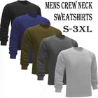 Mens Plain Sweatshirt Jumper Crew Neck Sweater Pullover Work Casual Top S-3XL