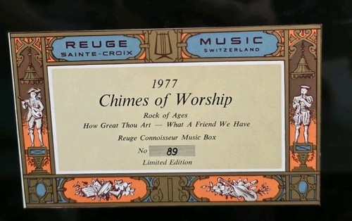 1977 Chimes Of Worship Reuge Music Box 89/100 Ltd Edition Inlay Prayer Hands 10" - Picture 4 of 20