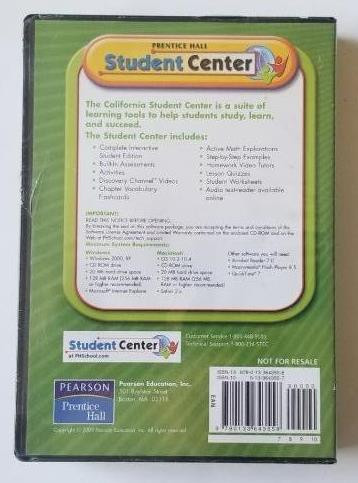 Prentice Hall Student Center Mathematics CALIFORNIA ALGEBRA 1 (2009 CD-ROM) Math - Picture 3 of 4