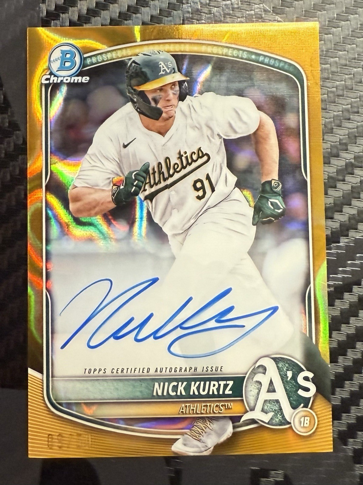 2025 Bowman Chrome NICK KURTZ #CPA-NK Gold Lava Auto /50 Athletics