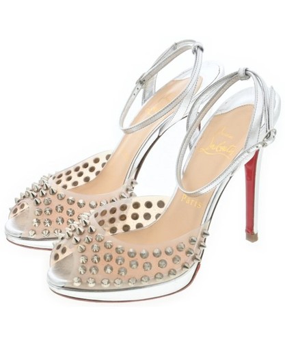 Christian Louboutin Zapatos Bombas Tacón EU 37 US 7 Plata Transparente Auténtico - Imagen 9 de 24