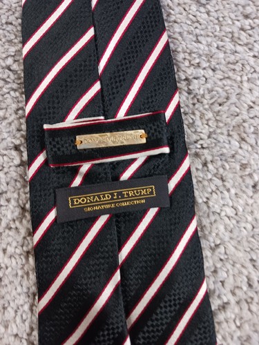 Donald J Trump Herren Krawatte schwarz weiß gestreift Seide - Bild 8 von 10