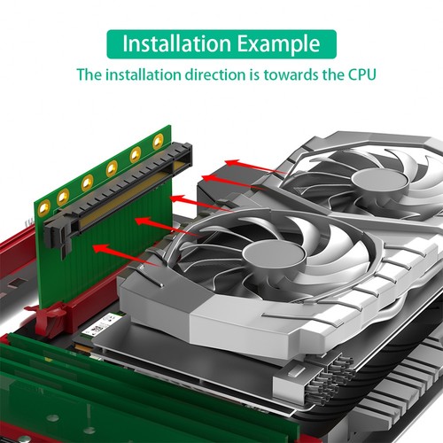 PCI-E 16X 3.0 90 Degree Reverse Male to Female Riser Card for 2U Server3321 - Afbeelding 2 van 6