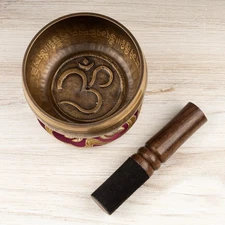 Tibetan Singing Bowl, Ohm Design, Sound Bowl for Chakra Healing, Meditation