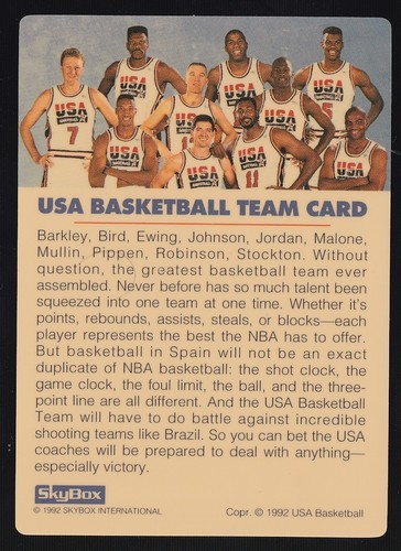 1992 Skybox Team USA Dream Team Plastic Card Michael Jordan, Bird, Magic - - Picture 2 of 2