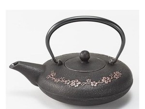Iwachu Teapot Japanese Cherry Blossom Design Silver/Black 0.6L Enameled Inte