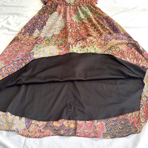 JBS Multicolor Sleeveless Feather/Geometric Print Lined Scoop Neck Dress, Size 8 - Picture 3 of 12