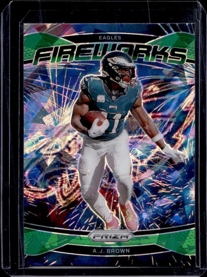2024 Prizm AJ Brown Fireworks Green Ice #13 Eagles