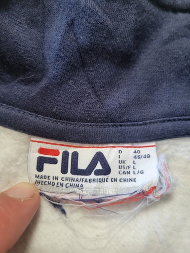 Felpa Vintage Fila Quarter Zip Uomo L Crema Logo Navy Retro Sport - Foto 3 di 9