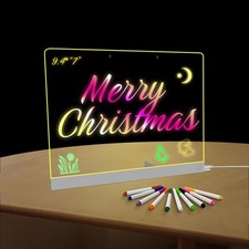 LED Note Board with 7 Colors Doodle Led Drawing Board Light Up Acrylic Dry Er...