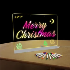 LED Note Board with 7 Colors Doodle Led Drawing Board Light Up Acrylic Dry Er...