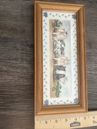 Vtg Country Pigs Picture by Diana Rice Bonin Wooden Frame Country 11 By 7 Decor - Picture 4 of 6