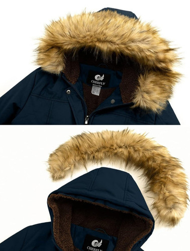 CHERFLY Damen Winter Mäntel Kapuze Puffer Jacken Fleece gefüttert Parka mit... - Bild 5 von 8