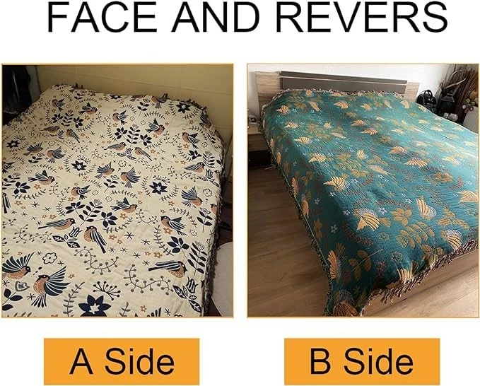 Boho Throw Blanket for Bed Couch 100% Cotton Woven Bed Throws for All Season ... - Image 3 of 4