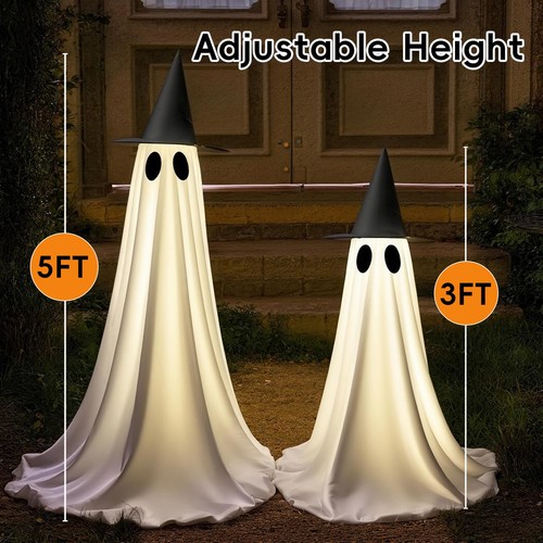 2 Packungen Halloween Dekorationen Outdoor, 5 Fuß USB Powered Ghost Decor Kit mit... - Bild 2 von 8