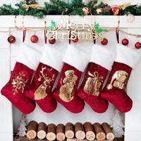 Nikolausstrumpf Weihnachtsstrumpf Rot Gold 5Er Set BefüLlen AufhäNgen Dekoration