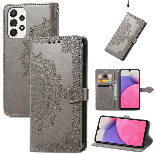 For Samsung Galaxy A12 A14 A22 A23 A30 A35 Phone Cover Leather Wallet Embossed - Picture 11 of 12