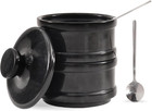Handmade Marble Black 5.5” Dual Salt Cellar with Lid – 2.3” Each Salt and Pepper