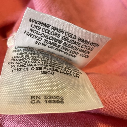 Camicia donna Liz Claiborne XL lino cotone bottoni davanti rosa maniche a linguetta a rotolo - Foto 8 di 10