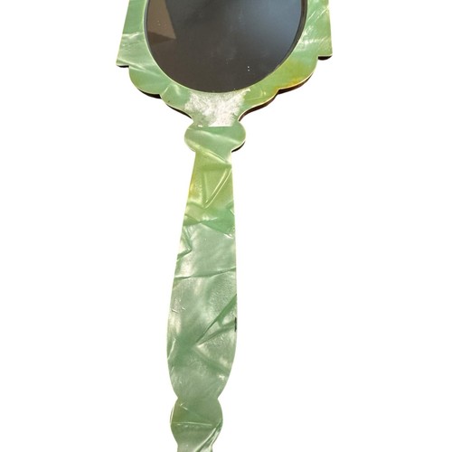Vintage ART DECO Hand Held MIRROR Pearlized Celluloid Bakelite - Picture 5 of 6