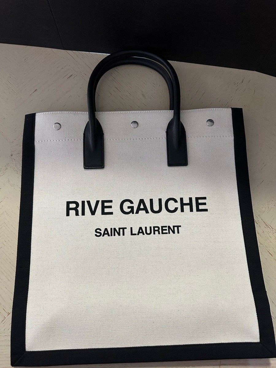 New $1900 Saint Laurent RIVE GAUCHE NORTH/SOUTH TOTE BAG Off White