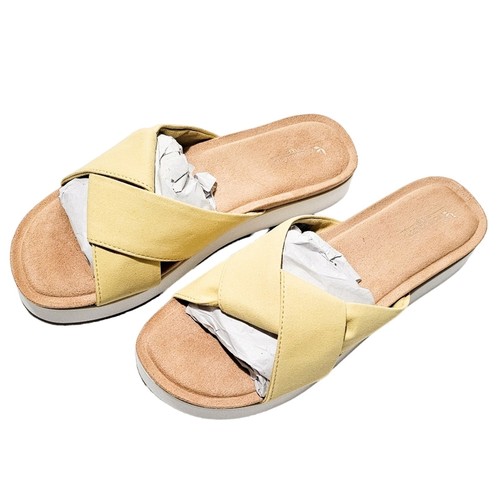 Koolaburra by Ugg New yellow & white Carenza twist slide sandal size 9.5 - Picture 1 of 15