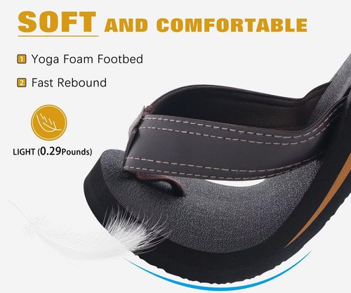 Men's Leather Flip Flops Arch Support Summer Beach Pool Water Thong Sandals W... - Picture 3 of 9