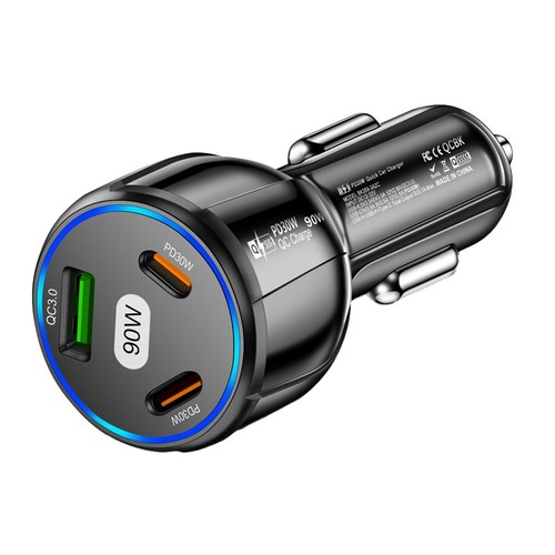 Protection intelligente 90 W chargeur de voiture DEL charge rapide 3 ports USB C - Photo 8 sur 12