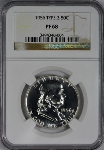 1956 Type 2 Franklin Half Dollar NGC PR68 - Brilliant White High-End Superb Gem