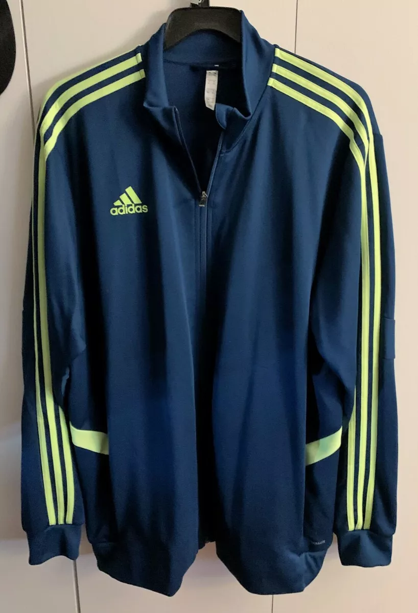 Adidas Track Jacket Blue w/ Yellow Stripes Training / Running. Climalite