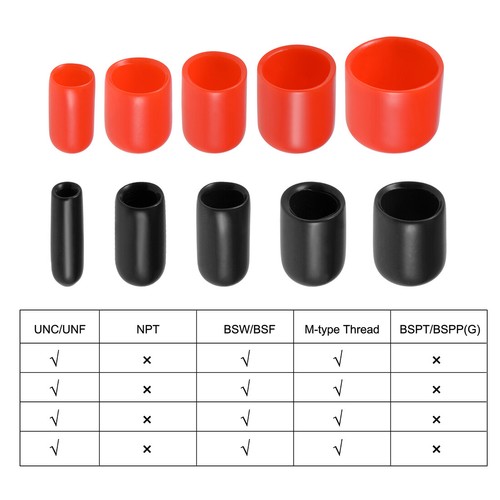 200pcs 5/16"(8mm) Round Black Vinyl End Cap Screw Thread Protector Rubber Caps - Picture 7 of 7