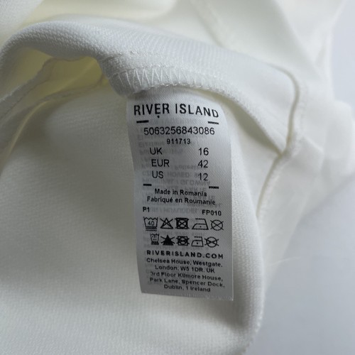 River Island Diamante Trim Top Sleeveless V-Neck, Size UK 16, White - Picture 11 of 15